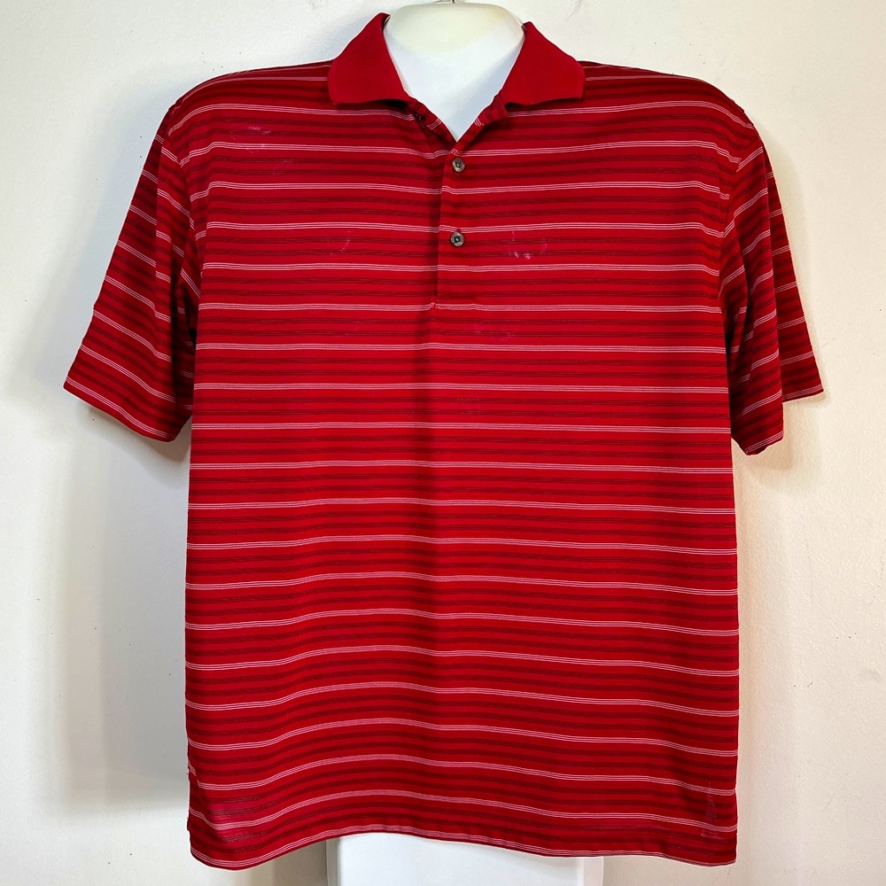 Champions Tour Stripe Golf Shirt Polo L Jester Red